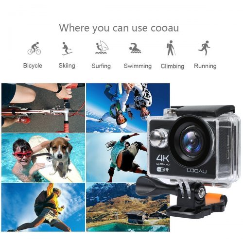 Action cam economica COOAU 4K, con valigia e accessori InfoDrones.It