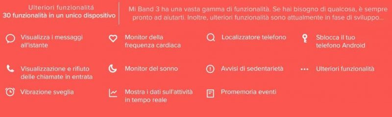 funzioni xiaomi band 3