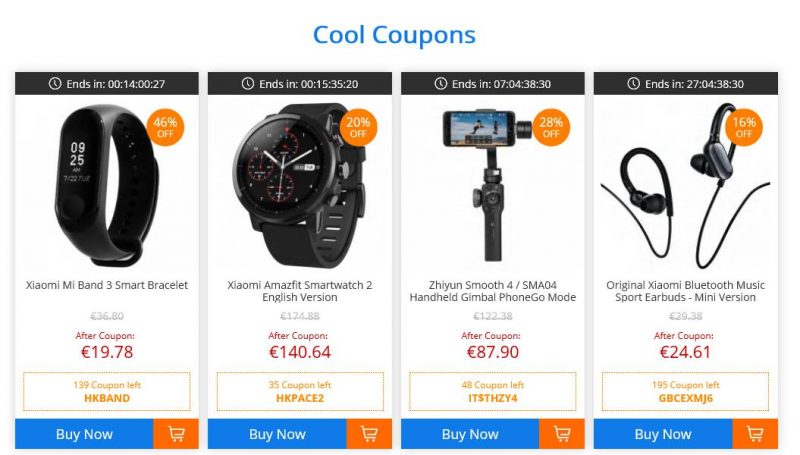 Sezione Cool Coupons Gearbest