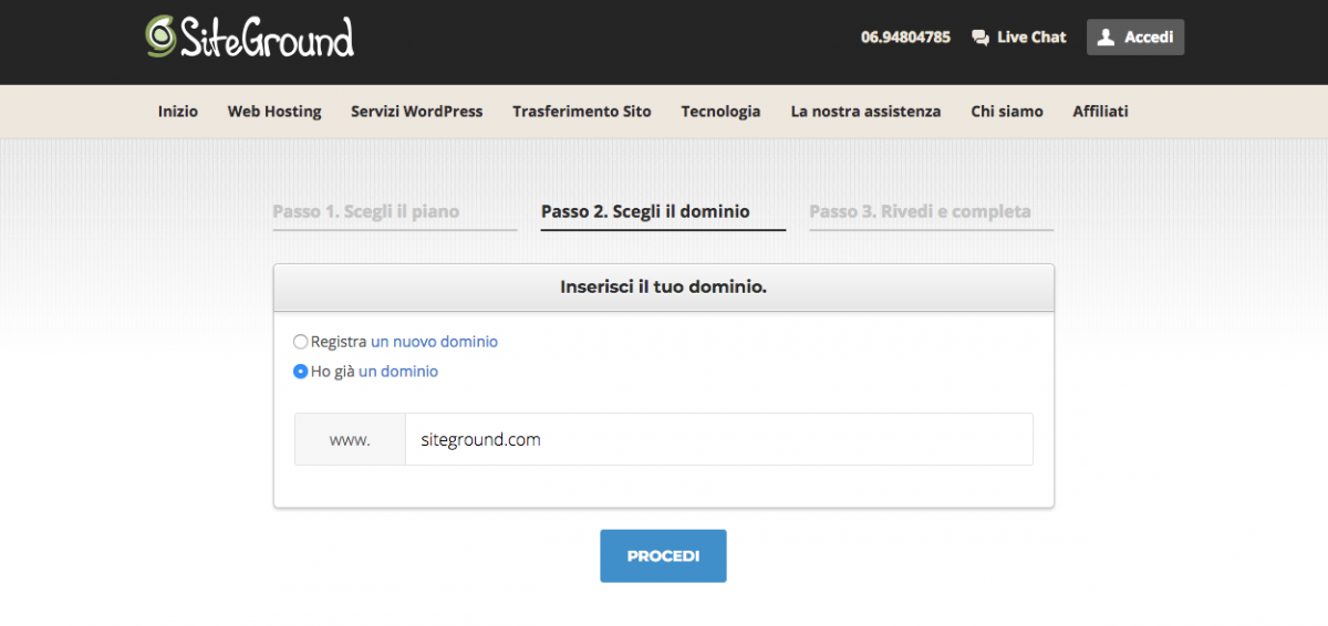 scegli piani siteground miglior hosting wordpress