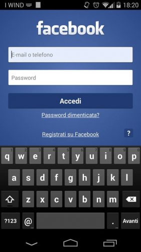 Iscrizione Facebook da cellulare