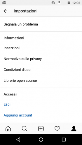 Esci da Instagram