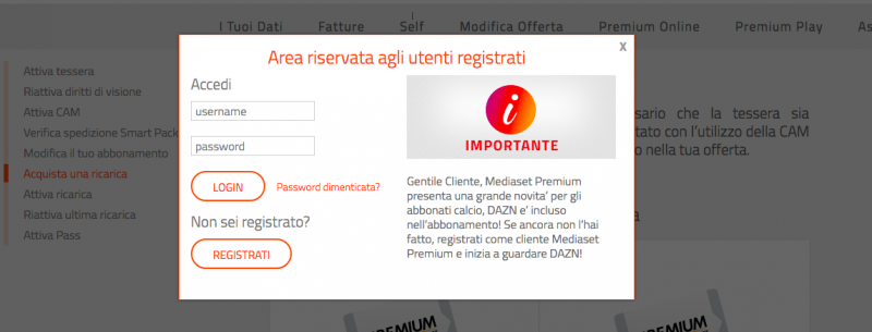 come acquistare una partita su Mediaset premium