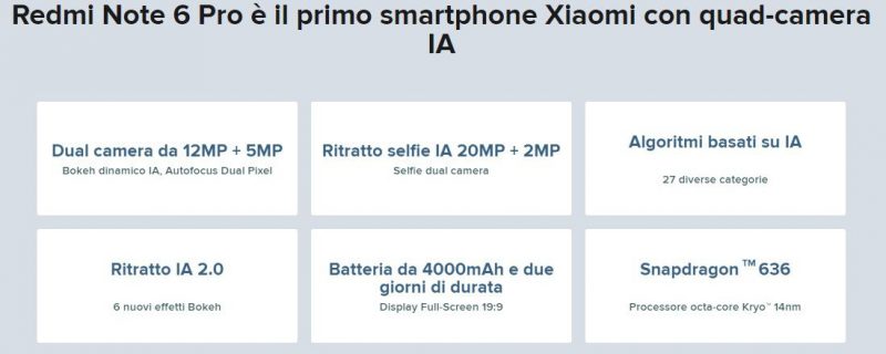 Xiaomi redmi note 6 pro funzioni