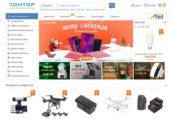 shopping online siti cinesi tomtop