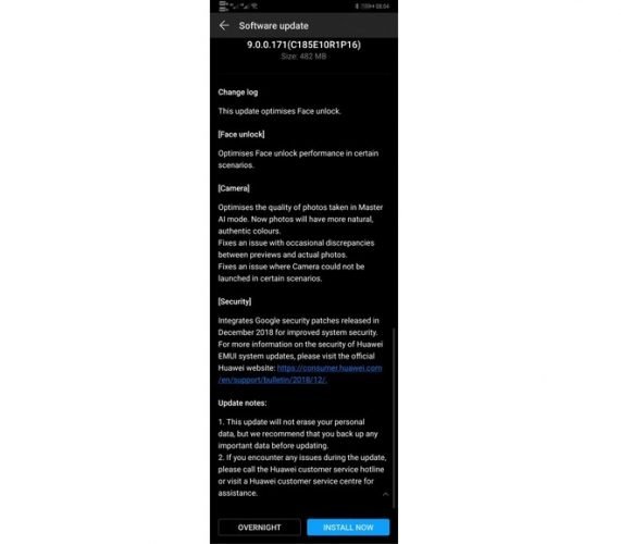 Huawei Mate 20 Pro aggiornamento software