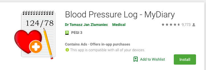 Blood Pressure Log – MyDiary 