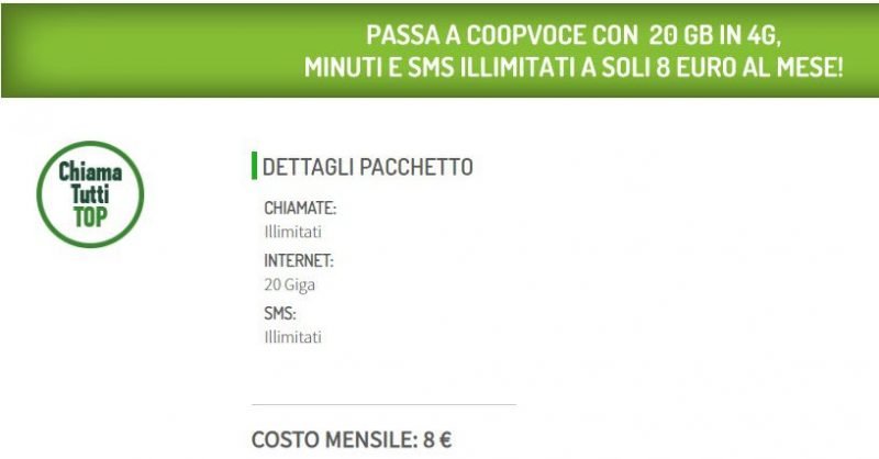 Come attivare ChiamaTutti Top 20GB di CoopVoce-2
