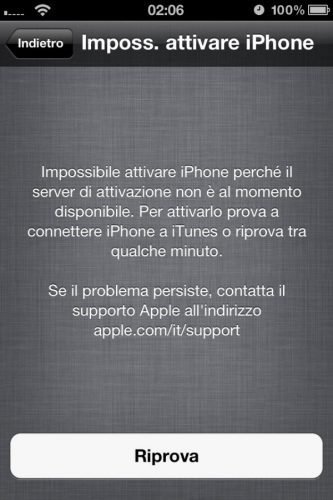Impossibile attivare iPhone