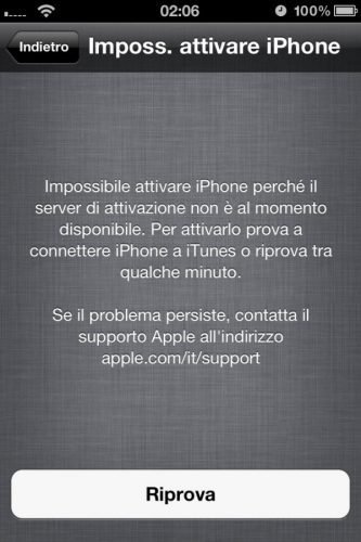 Impossibile attivare iPhone