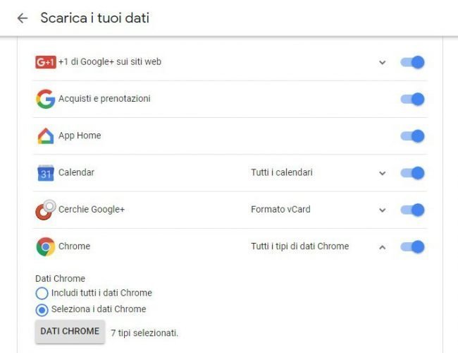 come salvare solo alcuni dati google+