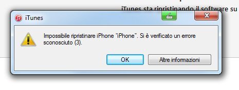 Impossibile ripristinare iPhone