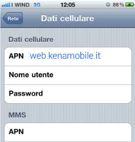 kena mobile internet non funziona