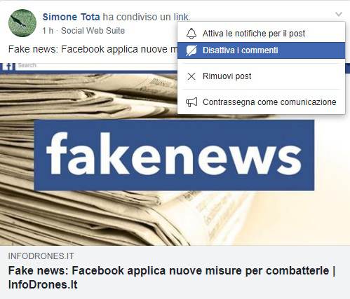 come disattivare i commenti su un gruppo facebook