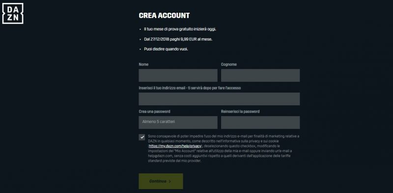 Come abbonarsi a DAZN-2
