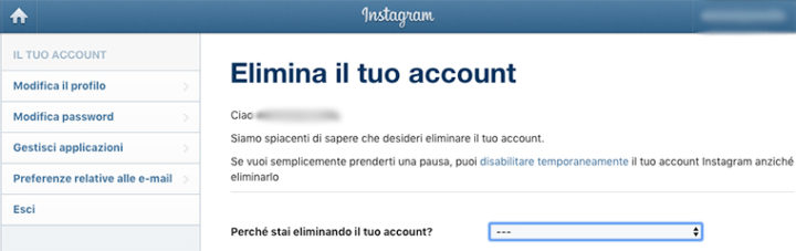 Come eliminare account Instagram-2