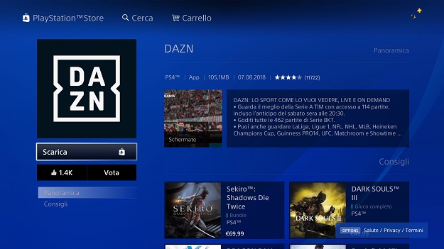 come scaricare DAZN su PS4 -2