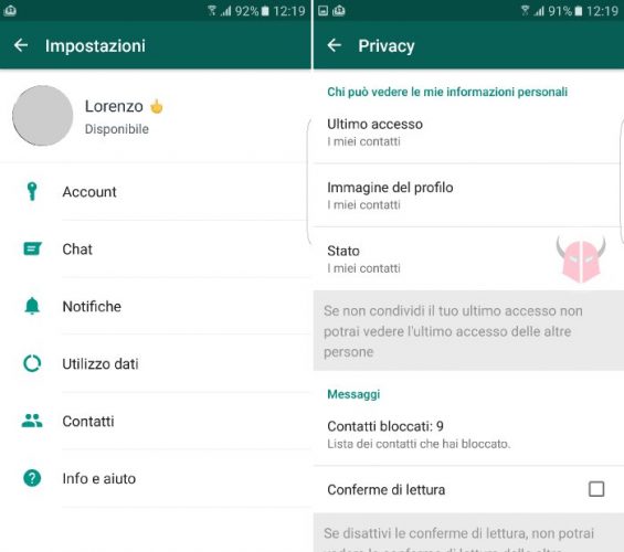 come togliere online su whatsapp -2