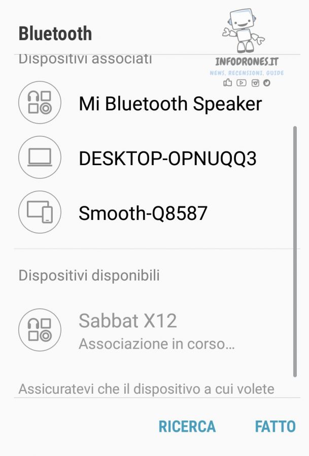 Screenshot Waza X12 Bluetooth collegamento