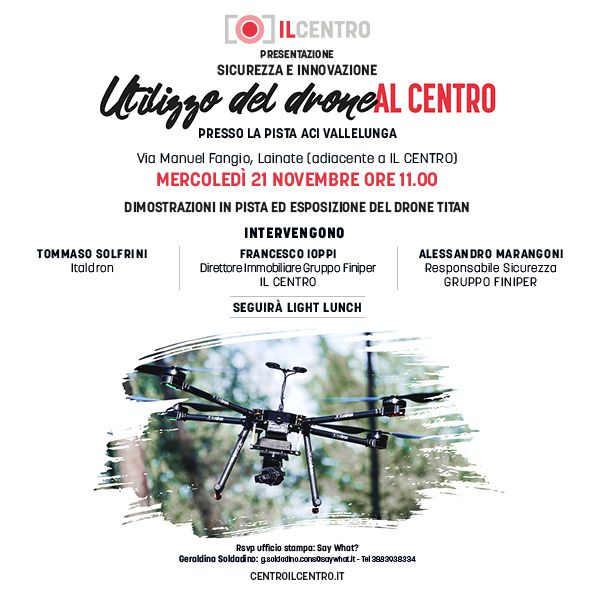 Utilizzo del Drone-presentazione del drone nel mall più grande d’Italia
