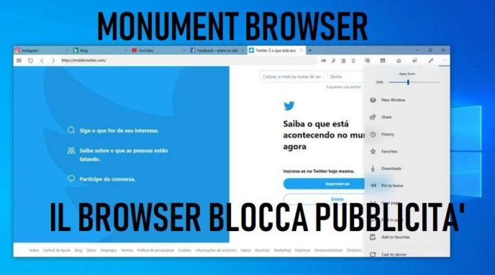 Monument Browser. Cos’è e Come funziona il Browser Blocca Pubblicità Monument Browser cos'è