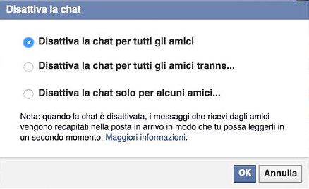 disattivare chat di facebook