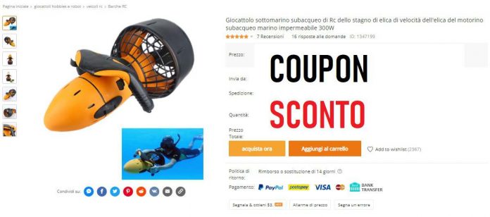 scooter sottomarino coupon banggood